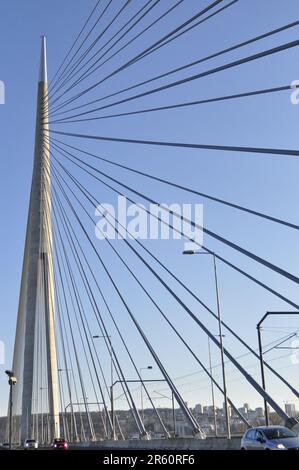 Ada-Brücke über den Sava-Fluss Stockfoto