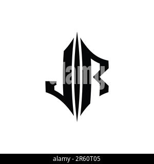 JR Letter Logo Monogramm sechseckig, rautenförmig, mit durchstechender Designvorlage Stockfoto