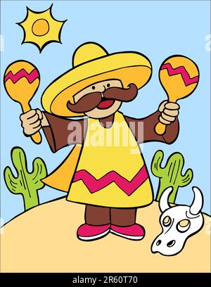 Ein Mann, zwei Maracas schütteln Stock Vektor