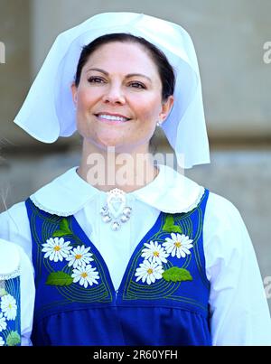 Stockholm, Schweden. 06. Juni 2023. Crown Princess Victoria das Crown Princess Ehepaar eröffnet den Stockholm-Palast am schwedischen Nationalfeiertag, 6. Juni 2023Photo: Karin Törnblom/TT/Code 2377 Kredit: TT News Agency/Alamy Live News Stockfoto