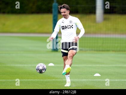 Jack Grealish von Manchester City während eines Trainings an der City Football Academy in Manchester. Manchester City spielt Inter Mailand im UEFA Champions League-Finale am Samstag, den 10. Juni. Foto: Dienstag, 6. Juni 2023. Stockfoto