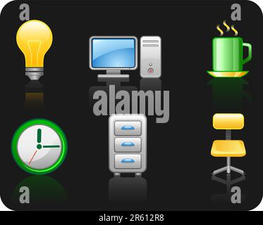 Symbolset Office 5,2 Stock Vektor