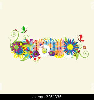 Minus-Zeichen. Florales Design. Siehe auch Zeichen in meiner Galerie Stock Vektor