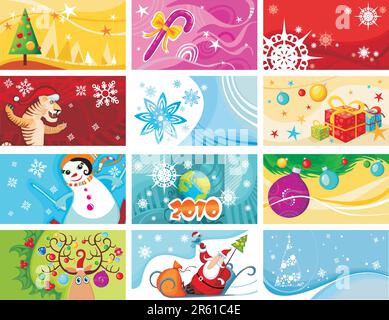Vektordarstellung eines weihnachtskartensets Stock Vektor