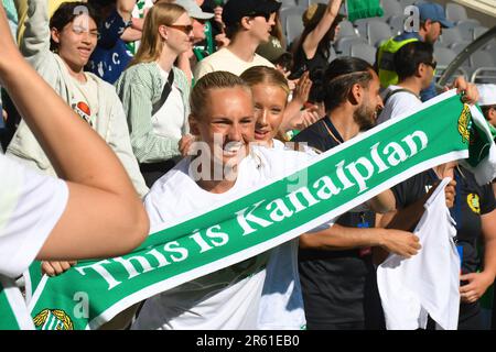 Stockholm, Schweden. 06. Juni 2023. Stockholm, Schweden, Juni 6. 2023: Ellen Wangerheim (11 Hammarby) feiert den Sieg im schwedischen Pokalfinale am 6. 2023. Juni zwischen Hammarby IF und BK Hacken in der Tele2 Arena in Stockholm, Schweden (Peter Sonander/SPP). Kredit: SPP Sport Press Photo. Alamy Live News Stockfoto