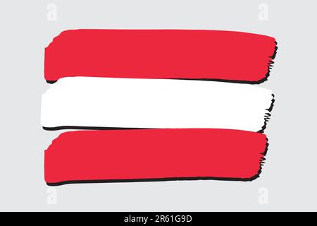 Österreichische Flagge mit farbigen handgezeichneten Linien im Vektorformat Stock Vektor