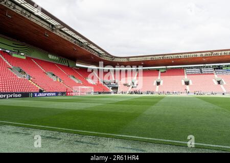 Prag, Tschechische Republik. 06. Juni 2023. Die Fortuna Arena ist bereit für das Finale der UEFA Europa Conference League zwischen Fiorentina gegen West Ham United in Prag. Kredit: Gonzales Photo/Alamy Live News Stockfoto