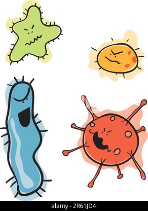 Karikaturdarstellung verschiedener Keime und Viren Stock Vektor