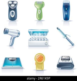 Satz detaillierter Symbole für Haushaltsgeräte Stock Vektor