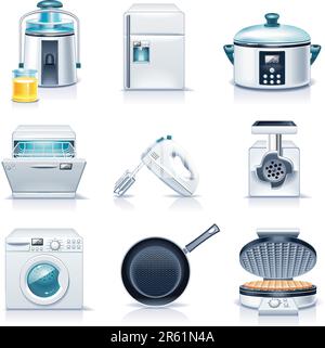Satz detaillierter Symbole für Haushaltsgeräte Stock Vektor