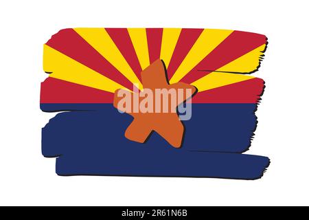 Staatsflagge von Arizona mit farbigen handgezeichneten Linien im Vektorformat Stock Vektor