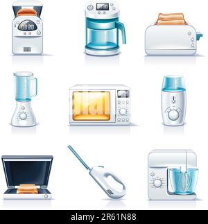 Satz detaillierter Symbole für Haushaltsgeräte Stock Vektor