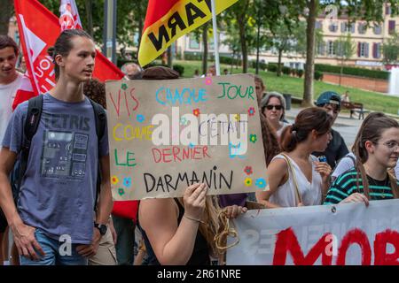 Albi, Frankreich. 06. Juni 2023. Demonstration gegen die Rentenreform in Albi, Frankreich, am 6. Juni 2023. Foto: Arnaud Bertrand/ABACAPRESS.COM Kredit: Abaca Press/Alamy Live News Stockfoto