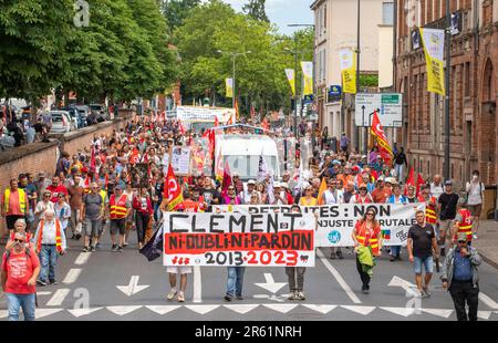 Albi, Frankreich. 06. Juni 2023. Demonstration gegen die Rentenreform in Albi, Frankreich, am 6. Juni 2023. Foto: Arnaud Bertrand/ABACAPRESS.COM Kredit: Abaca Press/Alamy Live News Stockfoto