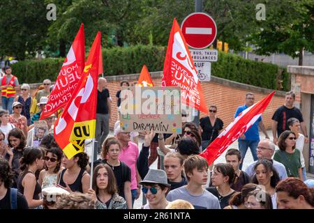 Albi, Frankreich. 06. Juni 2023. Demonstration gegen die Rentenreform in Albi, Frankreich, am 6. Juni 2023. Foto: Arnaud Bertrand/ABACAPRESS.COM Kredit: Abaca Press/Alamy Live News Stockfoto