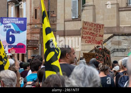 Albi, Frankreich. 06. Juni 2023. Demonstration gegen die Rentenreform in Albi, Frankreich, am 6. Juni 2023. Foto: Arnaud Bertrand/ABACAPRESS.COM Kredit: Abaca Press/Alamy Live News Stockfoto