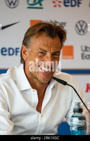 Paris, Frankreich. 06. Juni 2023. Herve Renard Cheftrainer von Frankreich während der Pressekonferenz für die Liste der Spieler, die für die Frauenweltmeisterschaft 2023 in Australien und Neuseeland ausgewählt wurden, am 6. Juni 2023 in den Nike France Büros in Paris, Frankreich – Photo Melanie Laurent/A2M Sport Consulting/DPPI Credit: DPPI Media/Alamy Live News Stockfoto