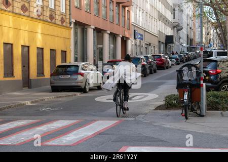 wien, österreich. Am 01. April 2023 radeln Sie durch wiens bezaubernde Straßen und erkunden die pulsierende Radfahrkultur der Stadt Stockfoto