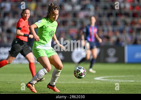 Lena Oberdorf aus Wolfsburg, das während eines Fußballspiels zwischen dem FC Barcelona Femeni und dem VFL Wolfsburg im Finale des Wettbewerbs der UEFA Women's Champions League 2022-2023 am Samstag, den 3. Juni 2023 in Eindhoven, Niederlande, gezeigt wurde. FOTO SPORTPIX | David Catry Stockfoto