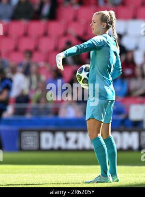 Torhüter Merle Frohms, der während eines Fußballspiels zwischen dem FC Barcelona Femeni und dem VFL Wolfsburg im Finale der UEFA Women's Champions League 2022-2023 am Samstag, den 3. Juni 2023 in Eindhoven, Niederlande, fotografiert wurde. FOTO SPORTPIX | David Catry Stockfoto