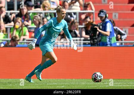 Torhüter Merle Frohms, der während eines Fußballspiels zwischen dem FC Barcelona Femeni und dem VFL Wolfsburg im Finale der UEFA Women's Champions League 2022-2023 am Samstag, den 3. Juni 2023 in Eindhoven, Niederlande, fotografiert wurde. FOTO SPORTPIX | David Catry Stockfoto