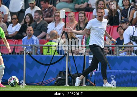 Eindhoven, Niederlande. 03. Juni 2023. Cheftrainer Tommy Stroot aus Wolfsburg, das während eines Fußballspiels zwischen dem FC Barcelona Femeni und dem VFL Wolfsburg im Finale des UEFA Women's Champions League-Wettbewerbs 2022-2023 am Samstag, den 3. Juni 2023 in Eindhoven, Niederlande, gezeigt wurde. Kredit: Sportpix/Alamy Live News Stockfoto