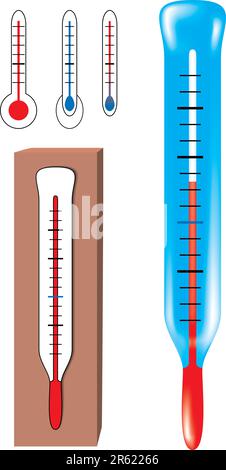 Satz von Vektor-Thermometer. Verlaufsgitter verwendet für die blauen Thermometer. Stock Vektor