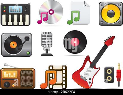 Musiksymbol Satz Eins. Einfaches Bearbeiten Des Vektorbildes. Stock Vektor