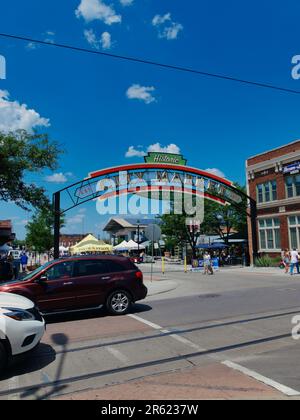 Kansas City, Missouri - 3. Juni 2023: City Market - River Market KC Eingangsschild Stockfoto