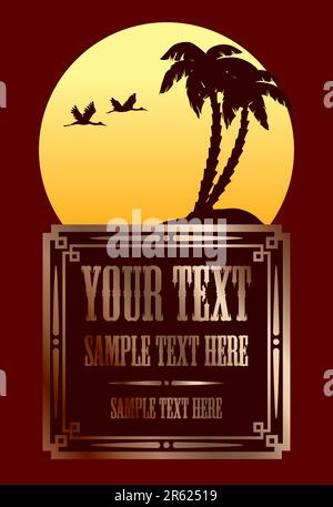 Vintage Goldrahmen mit tropischen Sommer design Stock Vektor