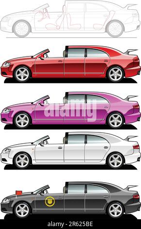 Brougham. Teil meiner Kollektionen von Karosserieformen. Nur einfache Verläufe - kein Verlaufsgitter Stock Vektor