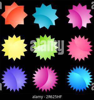 Satz von 9 verschiedenen Tüllen in Pastellfarben mit schwarzem Hintergrund. Stock Vektor