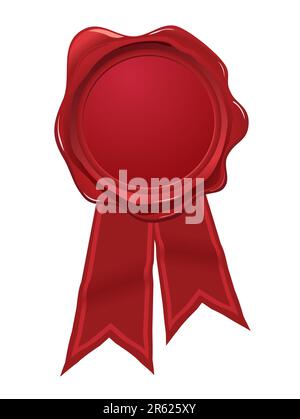 Wachsversiegelung mit Bändern. Kein Netz verwendet. Bitte überprüfen Sie mein Portfolio auf ähnliche Bilder Stock Vektor