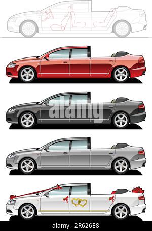 landaulet ist Teil meiner Sammlung von Karosserieformen. Nur einfache Verläufe - kein Verlaufsgitter Stock Vektor