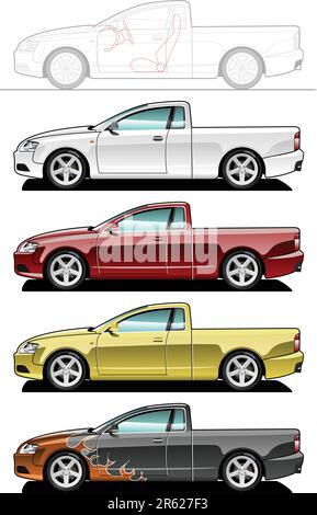 Abholen. Teil meiner Kollektionen von Karosserieformen. Nur einfache Verläufe - kein Verlaufsgitter Stock Vektor