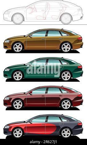 Rückzug. Teil meiner Kollektionen von Karosserieformen. Nur einfache Verläufe - kein Verlaufsgitter Stock Vektor