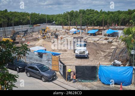 Baustelle in Puerto Morelos Yucatan Mexiko Stockfoto