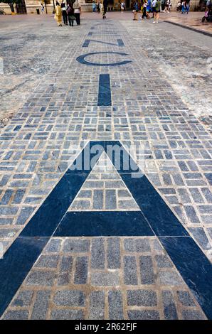 Valencia Pavement Plaza de l'Ajuntament, Spanien Stockfoto