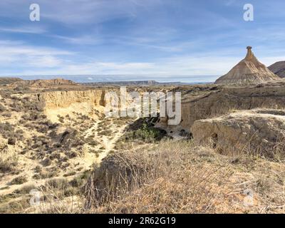 Badlans of Navarre (Bardenas Reales de Navarra) Dessert im Süden des Baskenlandes - Spanien. Stockfoto