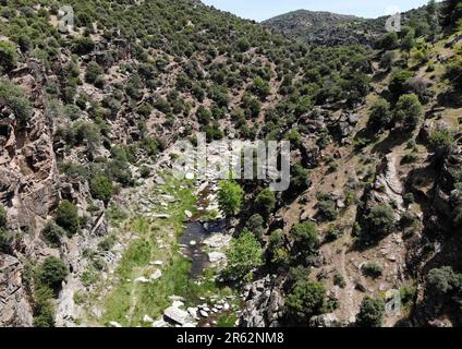 Das Tasyaran Valley, das sich in der Stadt Usak in der Türkei befindet, ist ein wichtiges Touristenzentrum mit seiner natürlichen Formation. Stockfoto