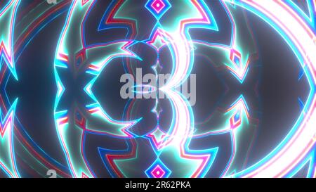 Kaleida-Neon-Kulisse. Computergeneriertes 3D-Rendering Stockfoto