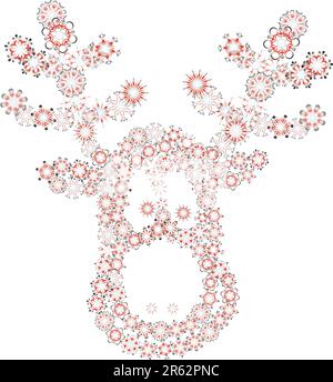 Weihnachten Rentier über verschiedene Schneeflocken - Vektor-illustration Stock Vektor