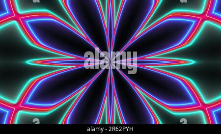 Kaleida-Neon-Kulisse. Computergeneriertes 3D-Rendering Stockfoto