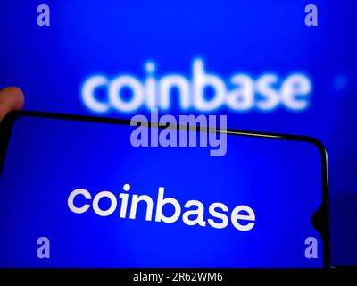 SUQIAN, CHINA - 6. JUNI 2023 - Illustration: Coinbase, 6. Juni 2023, Suqian, Provinz Jiangsu, China. Stockfoto