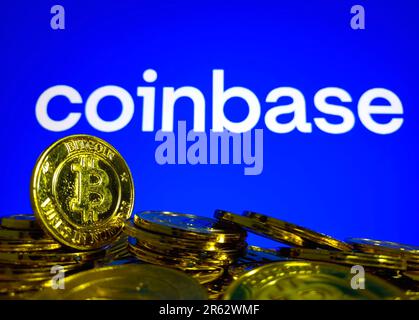 SUQIAN, CHINA - 6. JUNI 2023 - Illustration: Coinbase, 6. Juni 2023, Suqian, Provinz Jiangsu, China. Stockfoto