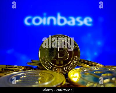 SUQIAN, CHINA - 6. JUNI 2023 - Illustration: Coinbase, 6. Juni 2023, Suqian, Provinz Jiangsu, China. Stockfoto