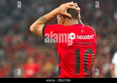 Curitiba, Brasilien. 06. Juni 2023. PR - CURITIBA - 06/06/2023 - LIBERTADORES 2023, ATHLETICO-PR X LIBERTAD - Athletico-PR-Spieler David Terans bedauert die verpasste Chance bei einem Spiel gegen Libertad im Stadion Arena da Baixada für die Libertadores 2023 Meisterschaft. Foto: Gabriel Machado/AGIF/Sipa USA Kredit: SIPA USA/Alamy Live News Stockfoto