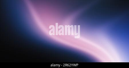 Rosa Blau Lila leuchtender Lichtverlauf abstrakter Farbfluss auf dunklem Hintergrund, Website-Header mit körniger Textur Stockfoto