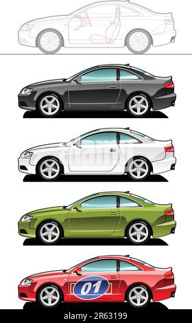 Putsch? Teil meiner Kollektionen von Karosserieformen. Nur einfache Verläufe - kein Verlaufsgitter Stock Vektor