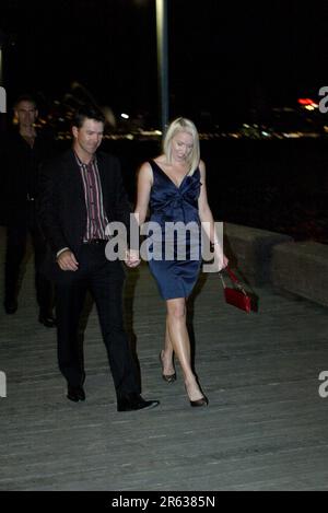 Ricky Ponting, die Verlobungsparty für den Cricketspieler Michael Clarke und seinen Verlobten Lara Bingle, fand im Luna Park statt. Sydney, Australien. 04.04.08. Stockfoto